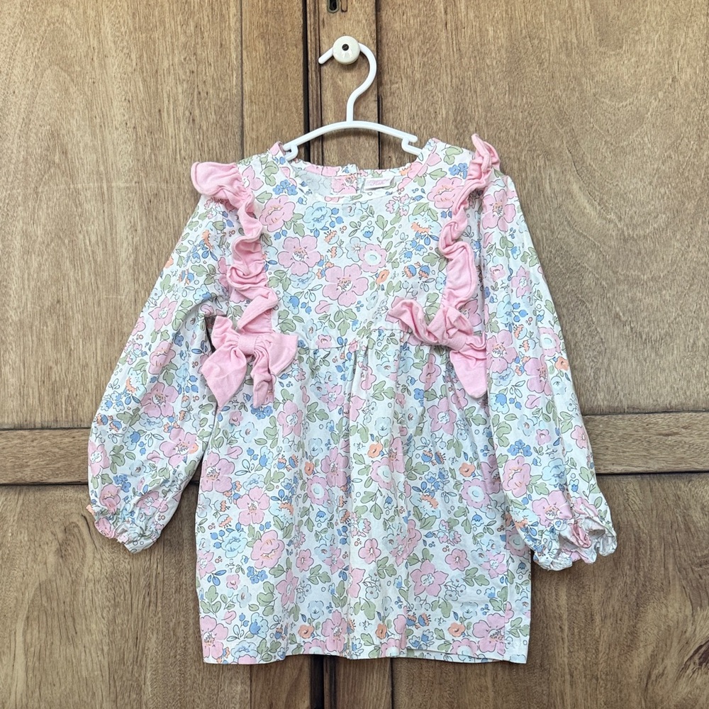 Floral Pink Ruffle Kids Top